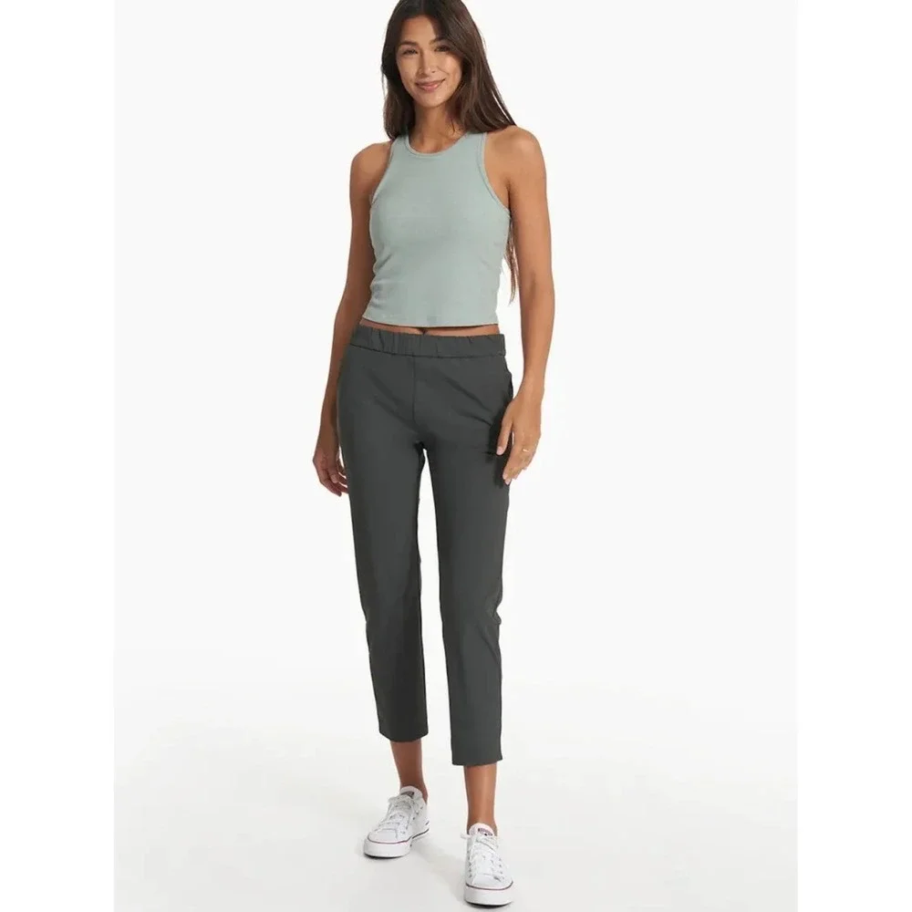 Vuori Miles Ankle Pant Gray Green Performance Stretch Mid Rise Womens Small